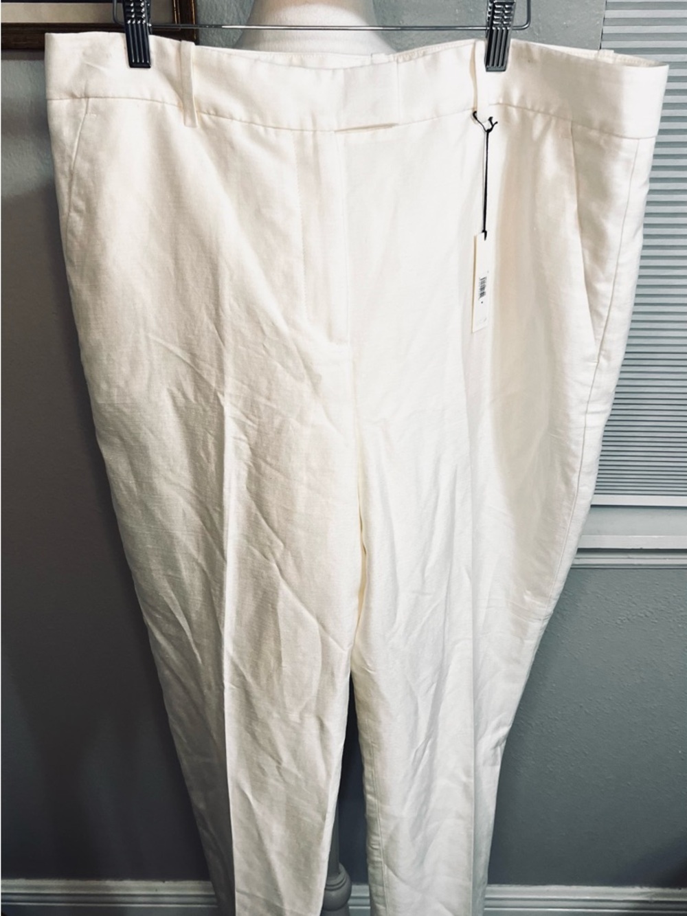Banana Republic Cream High-Waist Straight Linen-Blend Pants 16 nwt - Picture 2 of 13
